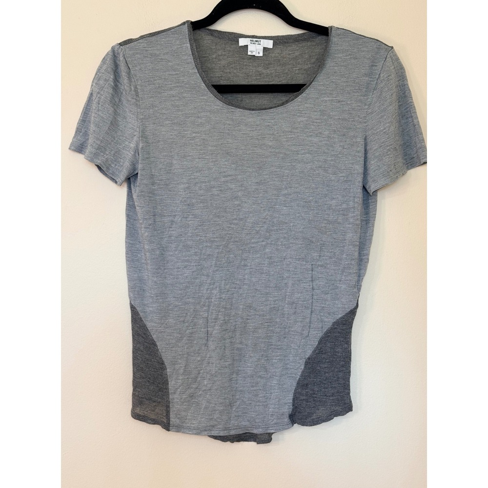 Helmut Helmut Lang Womens Gray Colorblock Micro Modal Scoop Neck Tee Shirt S